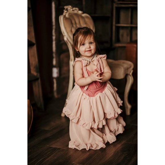 Vintage Princess Style Ruffle Dress, Couture Kids Dress, Handmade New - Picture 3 of 5